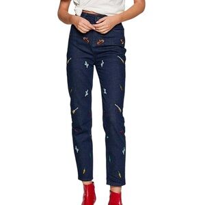Koton embroidered Mexican theme Mom jeans